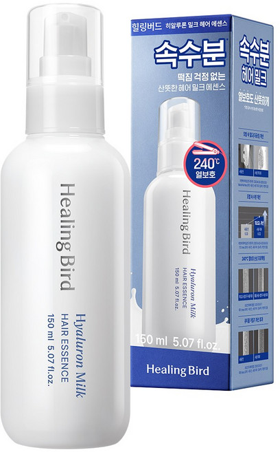 힐링버드 히알루론 밀크 헤어 에센스 고데기 열보호, 1개, 150ml