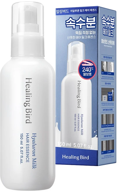 힐링버드 히알루론 밀크 헤어 에센스 고데기 열보호, 1개, 150ml - 쿠팡