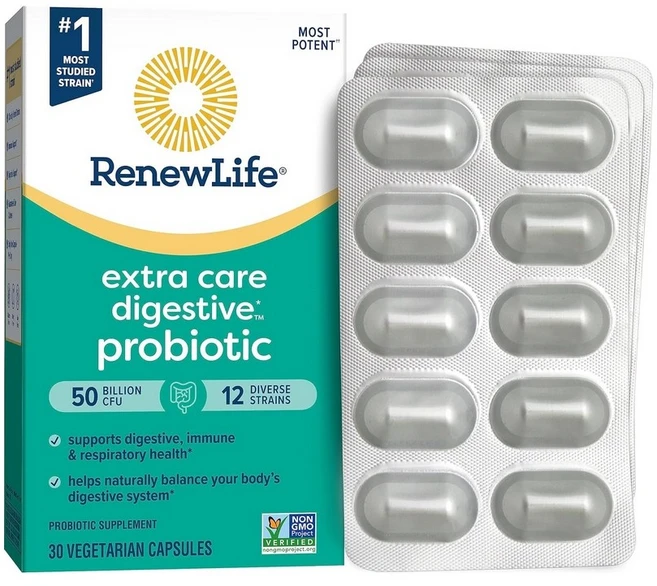 Renew Life Extra Care GoPack Probiotic 50 Billion CFU 미국 리뉴라이프 엑스트라 케어 고팩 프로바이오틱 500억 CFU 30캡슐, 30정, 1개 - 쿠팡