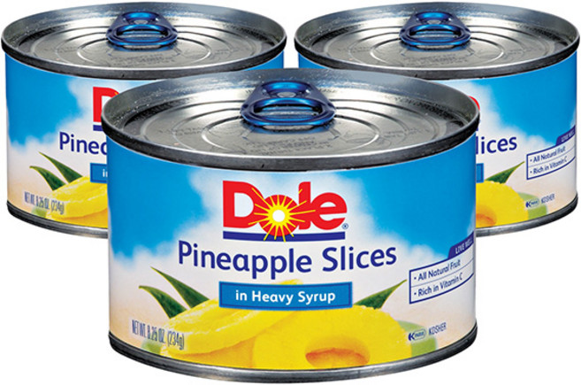 돌 파인애플 슬라이스 인 헤비 시럽, 234g, 3개