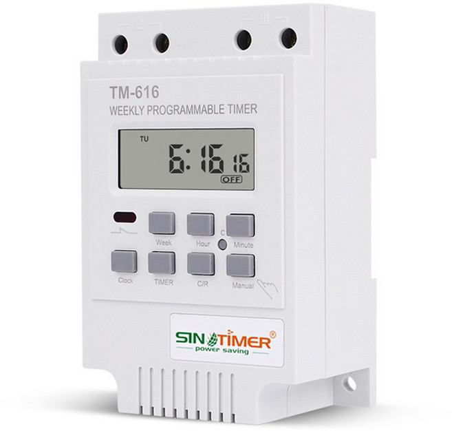 SINOTIMER TM-616 時間控制器 7天18組設定 30A開關, 1個, 220V 時間控制開關TM616W-2