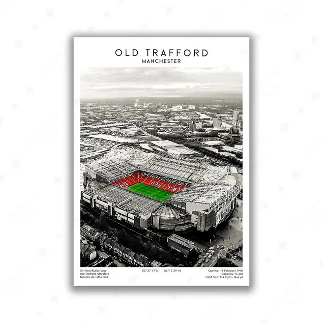 축구 경기장용 캔버스 페인팅 올드 트래포드 스타디움 벽 아트 포스터 맨체스터 유나이티드 프린트 실, 02 C, 02 C
