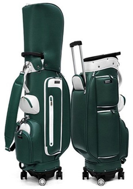 PGM 바퀴형캐디백 골프가방 방수 스탠드백 사륜 360도 회전 히든 스틱 캐디백 플랫 푸시 가능 예인 가능, 그린