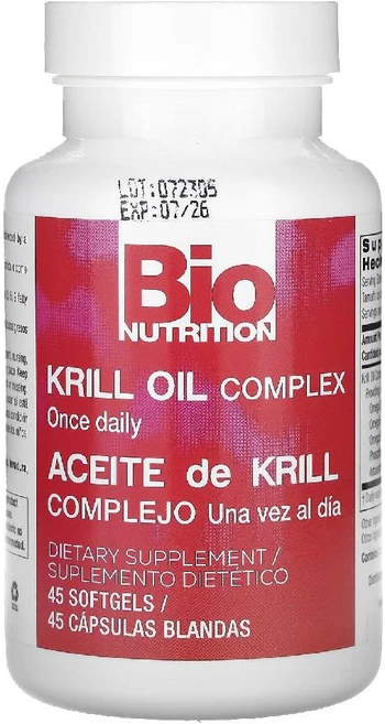 바이오뉴트리션 크릴 오일 복합체 Krill Oil Complex 500mg 소프트젤 45정, 1개 - 쿠팡