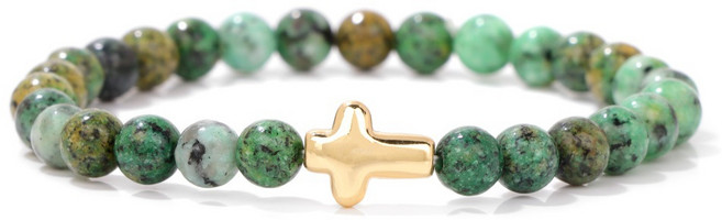 루미모아 천연 원석 십자가 팔찌 탄생석 자수정 오팔 블랙 남여공용 6mm