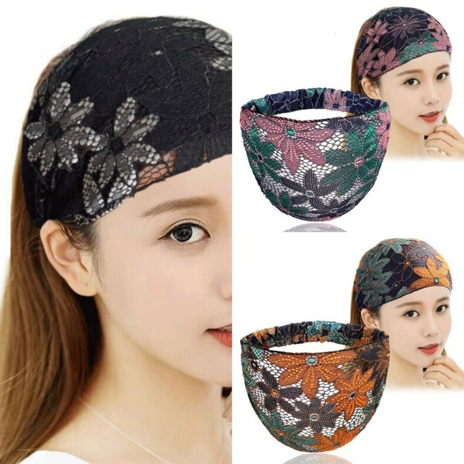 ZMBIRD 3종세트 흰머리 가리는 자수 와이드 여성 헤어밴드 N1867