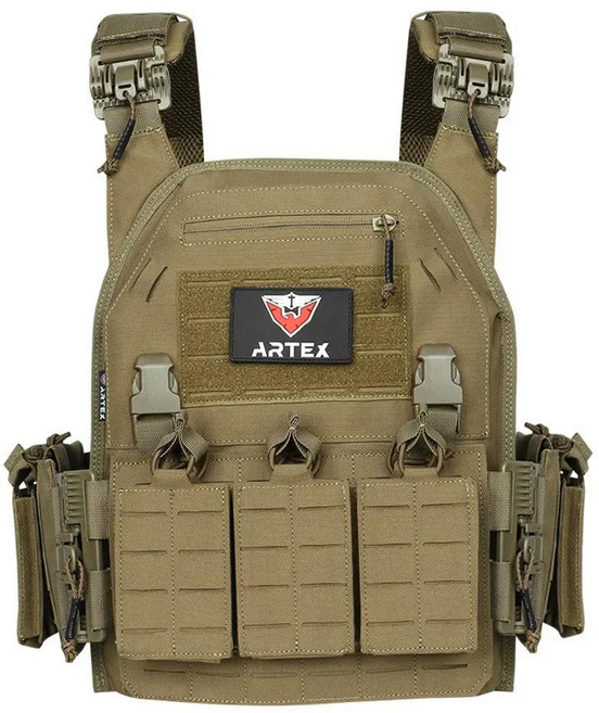 퀵 릴리스 몰 시스템이 포함된 레인저 그린 전술 조끼 밀리터리 플레이트 캐리어, 1개