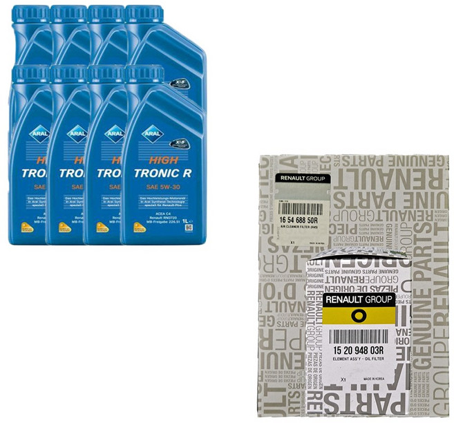 QM5 디젤 아랄 하이트로닉 R 5W30(8L) 르노 순정 필터 엔진오일세트, 1개