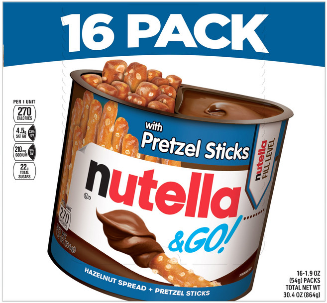 Nutella & go + pretzel sticks 누텔라 앤고 + 프레첼, 54g, 16개