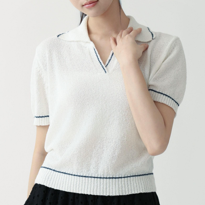 마야패션 자체제작 여성 여름니트 카라넥 반소매 티셔츠