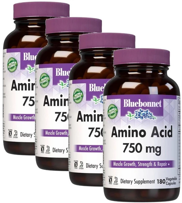 블루보넷뉴트리션 아미노산 750mg 식물성 캡슐 180정 x 4, 4개 - 쿠팡