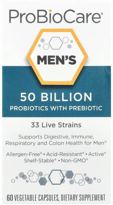 ProBioCare 남성용 프로바이오틱 프리바이오틱 함유 500억 베지 캡슐 60정 ProBioCare (프로바이오케어), 50 0억, 1개 - 쿠팡