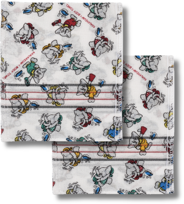 코끼리 때수건 소형2장 세트, 1세트, 2개입, 화이트