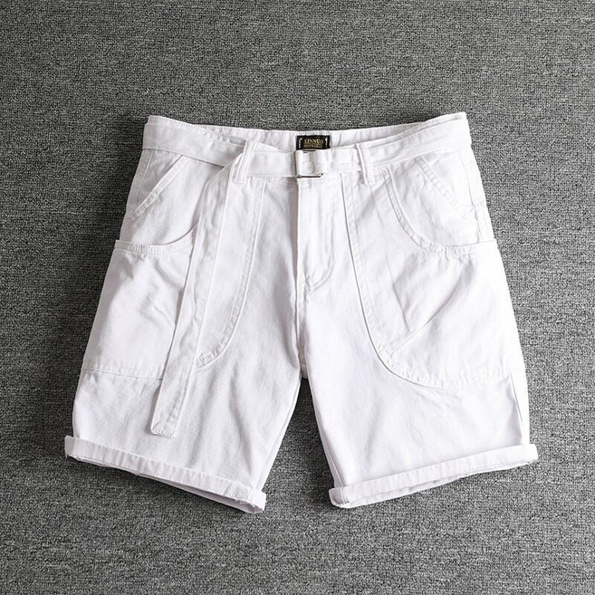 男款休閒純色彈力工裝短褲