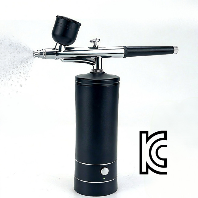 고압주입식 에어브러쉬 미스트기 세트 180kpa 빠른 충전 다용도 메이크업 네일 페인팅용, 1개, 검정색