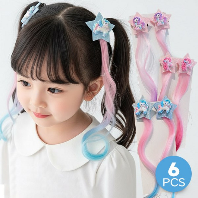 몽실이 리틀포니 유니콘 헤어피스 여아용 어린이 가발 염색 그라데이션 헤어악세사리 집게핀 선물