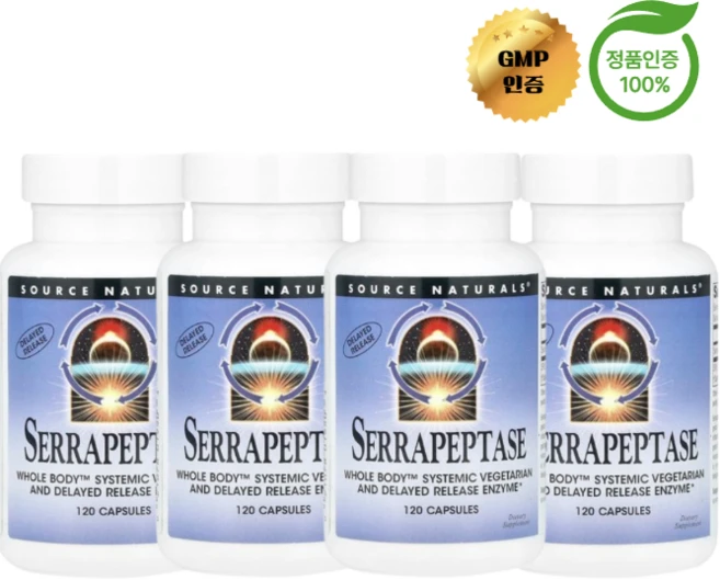 2+2 소스 내추럴스 세라펩타아제 120 000 SPU 캡슐 120정, 4개 - 쿠팡