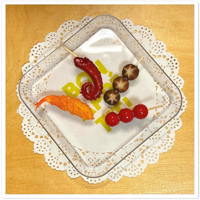 꼬치 튀김 헤어핀 음식 모형 머리핀 새우 문어다리 버섯 탕후루 집게핀 신학기 집들이 홈파티