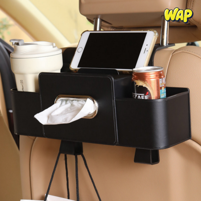 차량용 뒷좌석 컵홀더 멀티 정리 수납 텀블러, 블랙, 1개