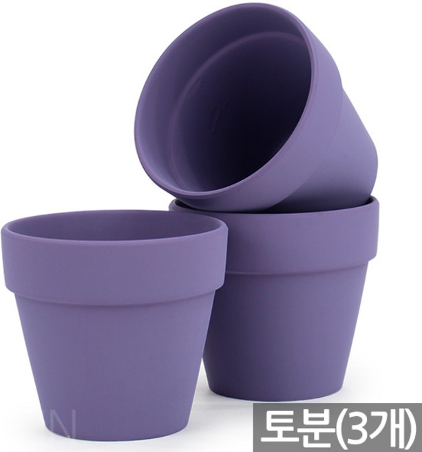 세인화분 칼라 토분 화분 3P - 식물 다육 선인장 파스텔 컬러 인테리어 중형 원형 대형 표준형 테라코타 토기화분 베란다 거실 도자기 카페, 3개, 퍼플 칼라토분_10호