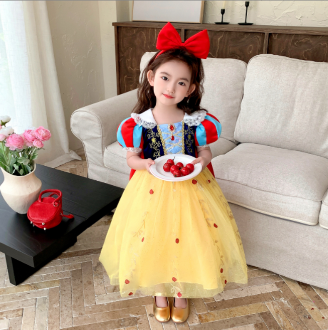 요미야 백설공주 드레스 머리띠 망토 3종세트 생일파티옷 조카옷선물
