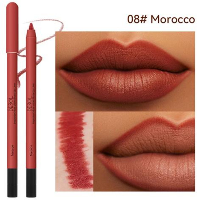 립라이너 아웃라인 입술 모양 립 라이너 펜슬 레드 매트 컨투어링 색조 지속 스틱 컵 누드 립스틱 메이크업 화장품, 한개옵션1, [08] 08