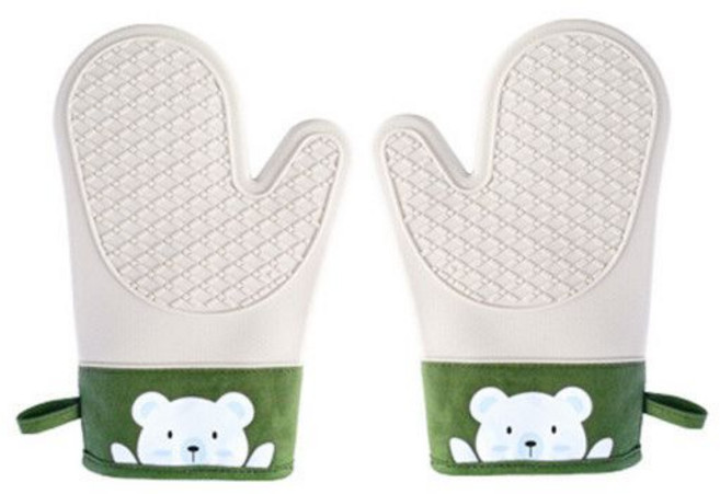 아임쿡 실리콘 주방장갑 냄비 전자레지 내열 요리장갑 오븐장갑 세트 -, 올리브그린