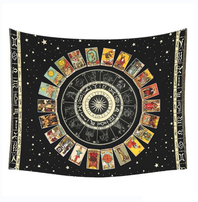 태양과 달을 위한 타로 카드 식탁보 제단 천 보드 게임 카드 패드 사이키델릭 벽 장식 타로 태피스트리, 100X75