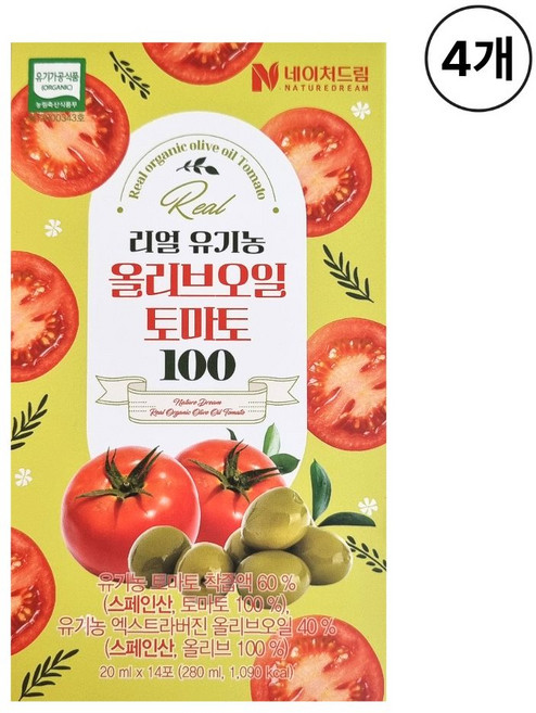 네이처드림 리얼 유기농 올리브오일 토마토100 14p, 280ml, 4개
