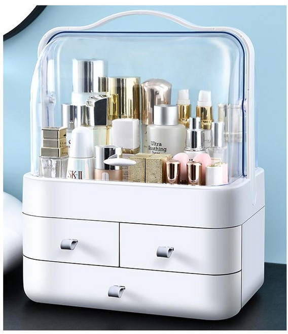 백무 화장품 정리대 화장대 뷰티 정리함 리빙박스 케이스, 색상, 화이트 M, 1개