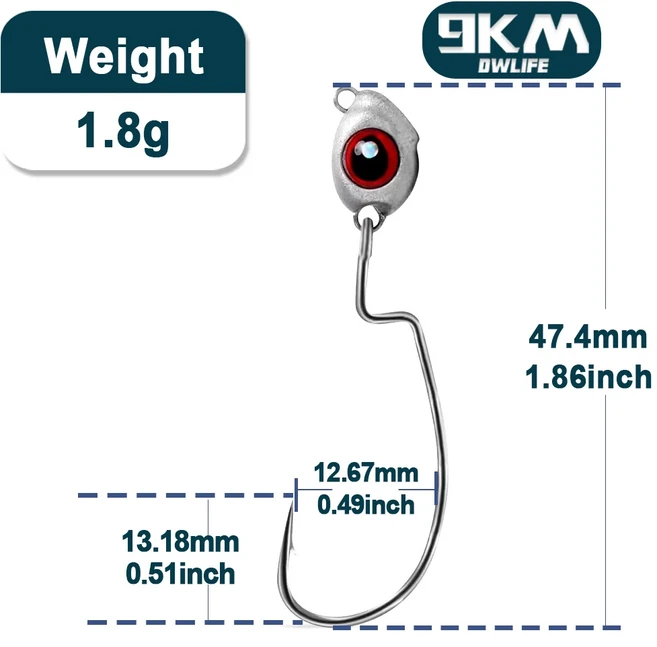Swimbait 지그 헤드 후크 10~30Pcs 배스 낚시 텍사스 EWG 바닷물 민물 흔들리는 소프트 웜, 01 Size 1.8g, 01 10 Pcs, 03 Size  1.8g