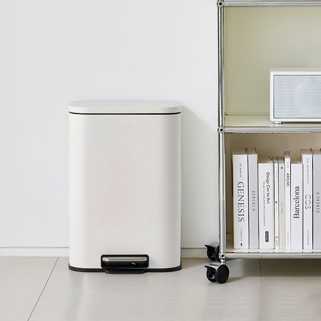 한샘 디럭스 스텐페달 휴지통 20L 화이트, WHITE