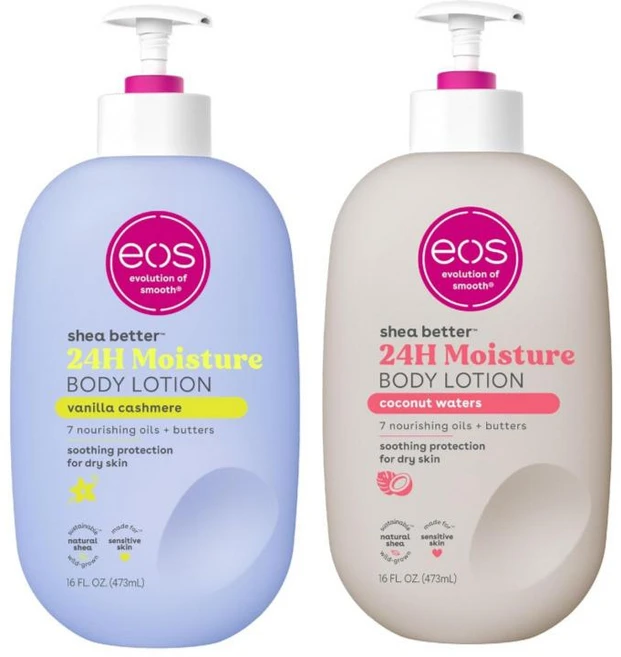 EOS 시어버터 24시간 수분공급 바디로션 바닐라캐쉬미어 코코넛워터 세트 16fl oz, 2개, 473ml - 쿠팡