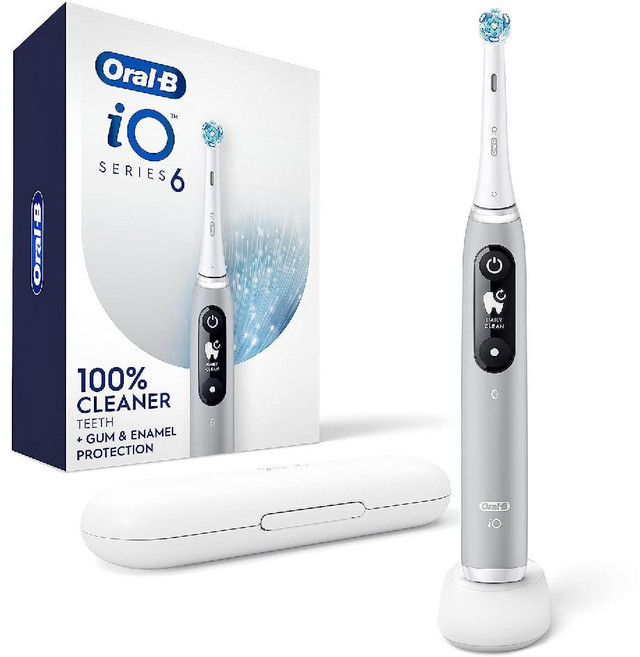 잇몸을 보호하는 압력 센서가 있는 Oral-Bio Series 6 충전식 전동 칫솔 2분 타이머 5가지 청소 교체용 칫솔 1개 여행용 케이스 블랙, Grayopal