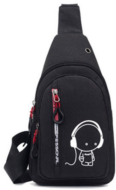 AZMON 야광 미니 슬링백, 32cm x 18cm x 5cm, 블랙