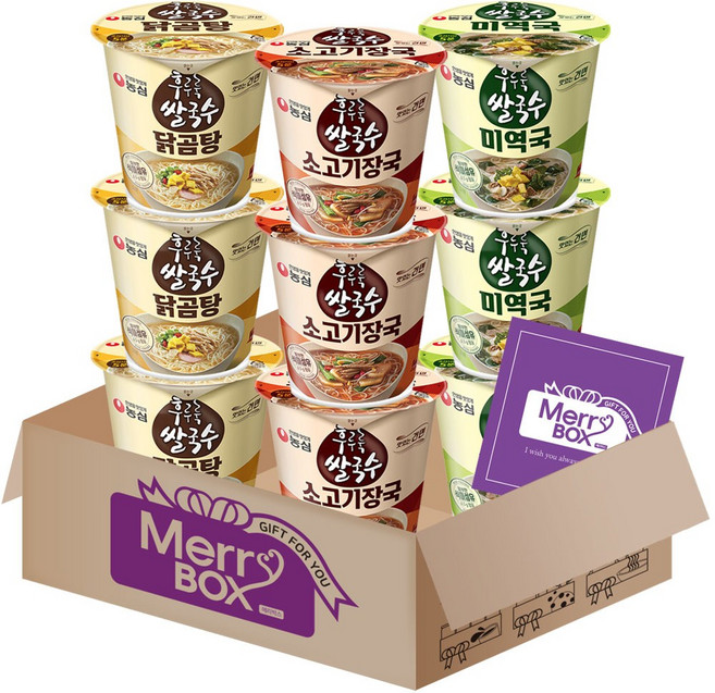 농심 후루룩쌀국수(닭곰탕3+소고기장국3+미역국3)+메세지카드, 1박스