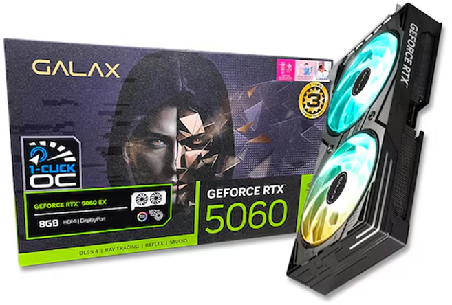 GALAX 갤럭시 Geforce RTX 5060 EX BLACK OC D7 8GB 그래픽카드 VGA