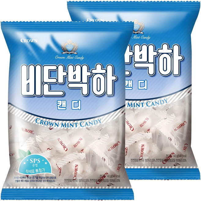 크라운 비단박하캔디, 140g, 2개