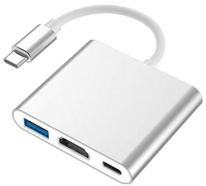 USB C to HDMI 어댑터 타입 C 디지털 AV 멀티포트 어댑터 허브 컨버터 to HDMI 4KUSB 3.0 아이폰 17 맥북 프로용, [03] Silver 3 in 1