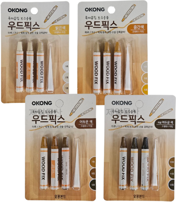 오공 우드픽스 목재 다양한 색상 흠집 보수 용품, 1개, 중간색