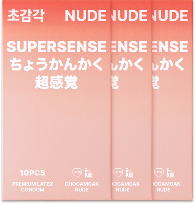 초감각 NUDE 무꼭지 콘돔, 3개, 10개입