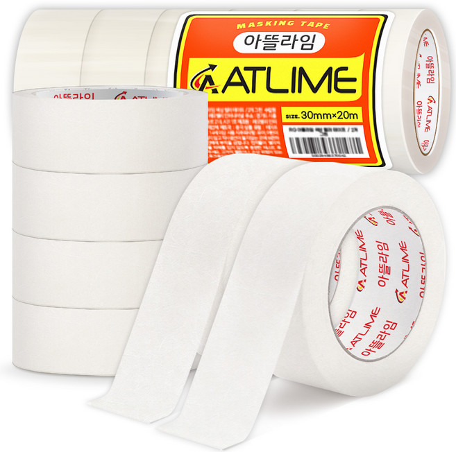 아뜰라임 도장 커버링 종이 마스킹테이프, 30mm x 20m, 6개