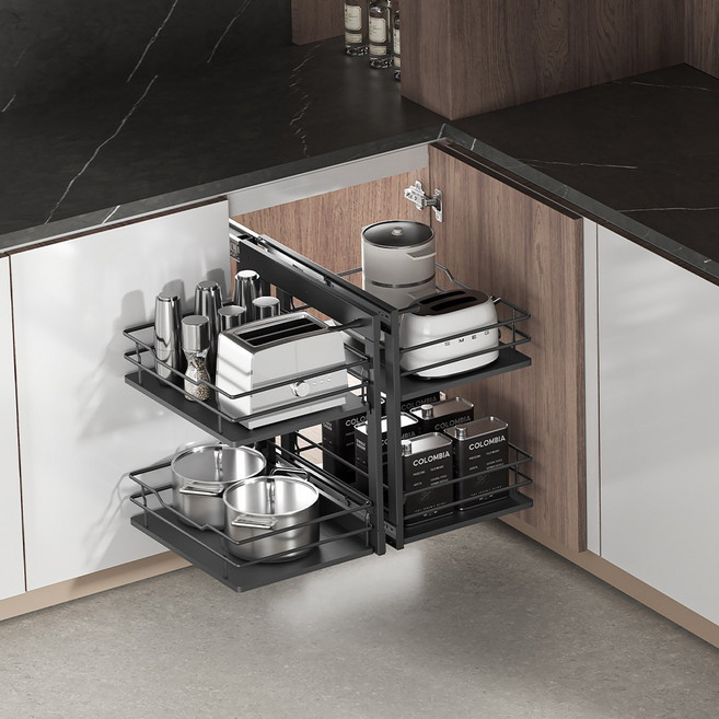 미라니홈 튜티 지나 코너 슬라이드 바스켓 주방 싱크대 코너 인출식 수납 선반 900