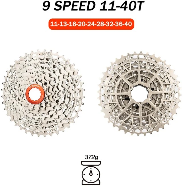 ZTTO 9단 초경량 카세트 40T/42T 대형 코그 MTB 기어 (클라이밍 자전거 액세서리용), [02] 9S 11-40T, 1개