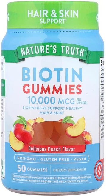 Nature's Truth 비오틴 구미젤리 구미젤리 50개(구미젤리 1개당 5000mcg) NTH-12081, Nature's Truth, 비오틴 구미젤리, 구미젤리, 1개 - 쿠팡