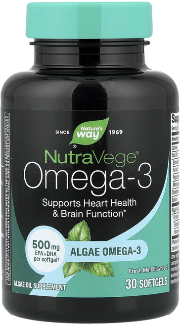 네이쳐스웨이 NutraVege 오메가-3 식물 500 mg 30 소프트젤 조류 오메가, 30정, 1개 - 쿠팡