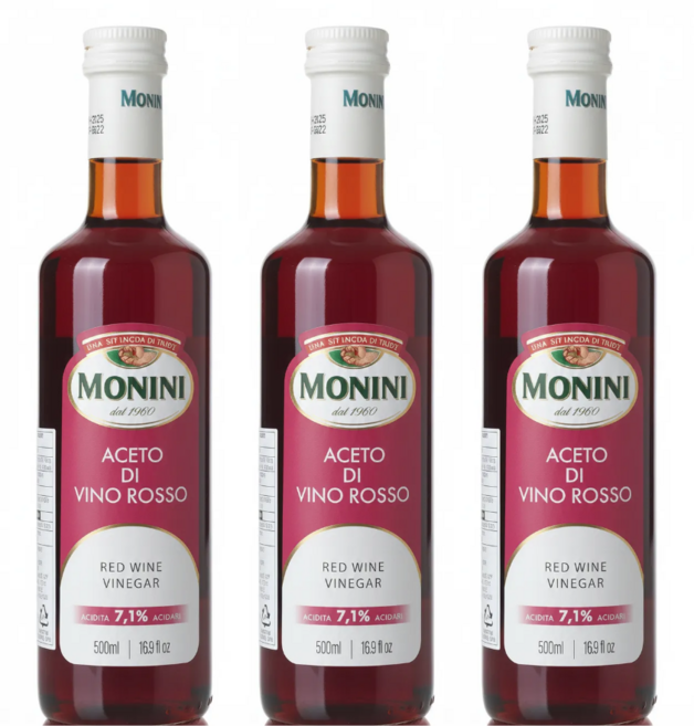 모니니 아세토 로쏘 이탈리아 레드 와인 비니거, 500ml, 3개