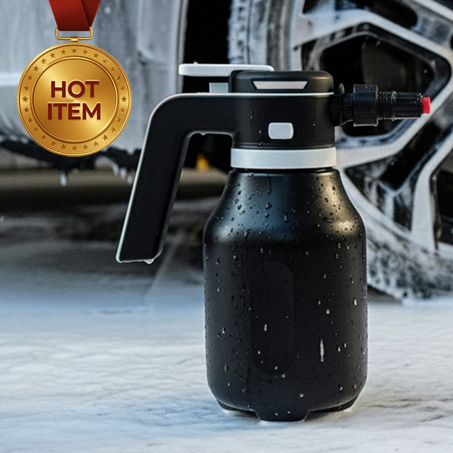 세차 전동 분무기 스노우 폼건 충전식 압축 분무기 2L, 블랙, 1개