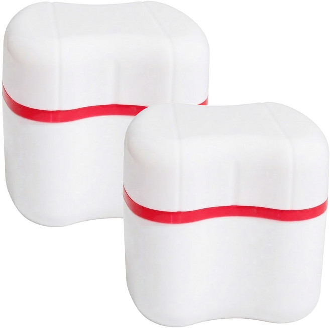 이지덴 틀니세정컵 틀니통 보관함 세척 케이스 교정기통, 2개, 핑크