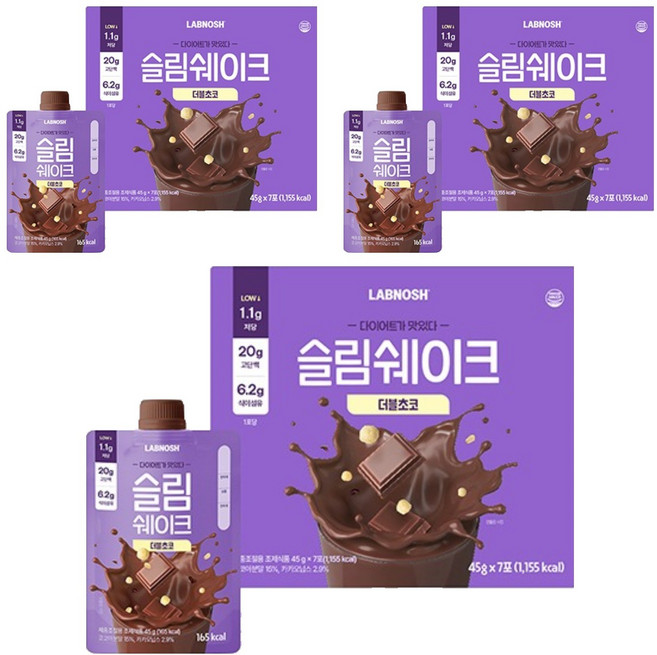 랩노쉬 슬림쉐이크 더블초코, 45g, 21개